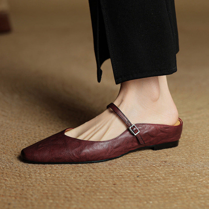Thea Genuine Leather Mules - Alurea & Co.