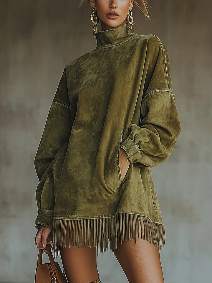 Sheri | Cozy Suede Fringe Dress - Alurea & Co.