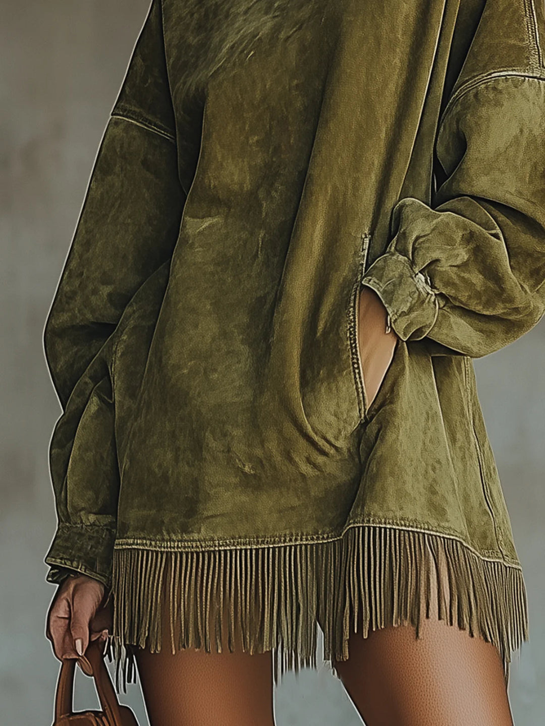 Sheri | Cozy Suede Fringe Dress - Alurea & Co.