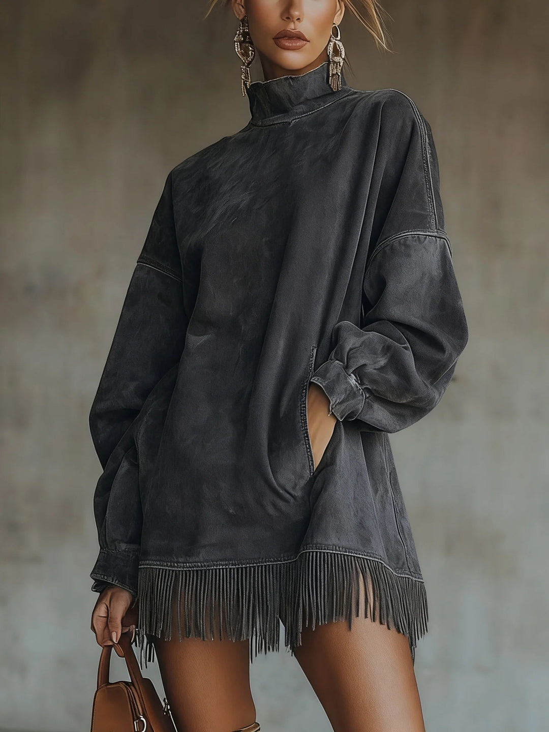 Sheri | Cozy Suede Fringe Dress - Alurea & Co.
