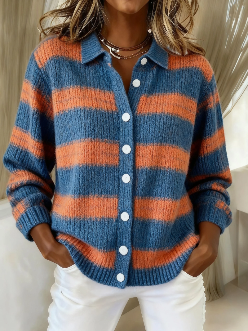 Livia™ – Striped Hoodie Blouse - Alurea & Co.