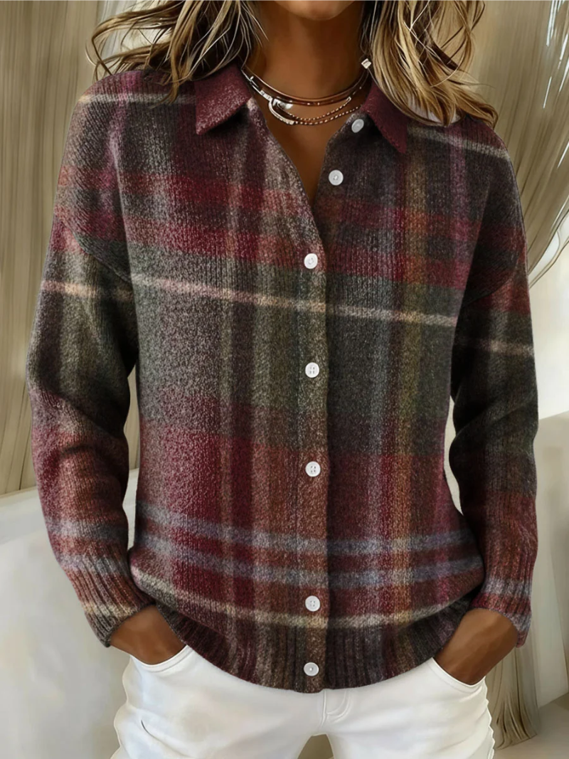Emily™ – Checked Hoodie Blouse - Alurea & Co.