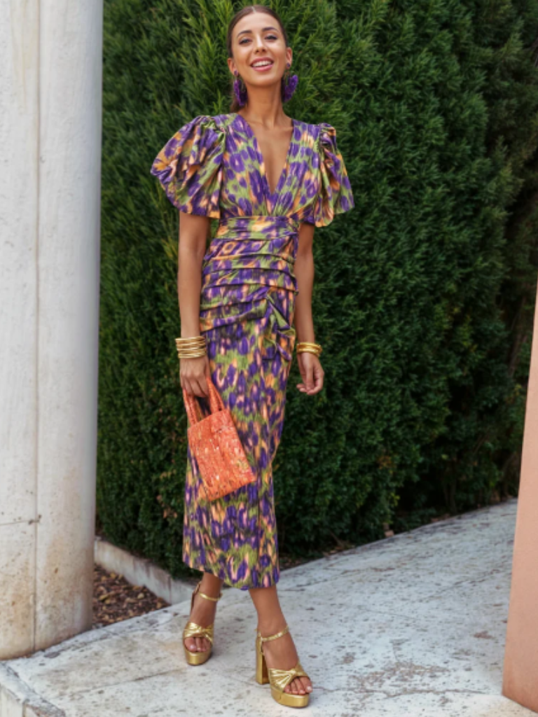 Lydia | Vivid Pleated Midi Dress