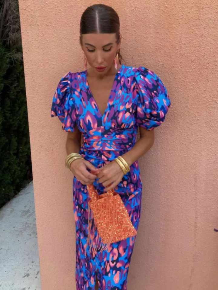 Lydia | Vivid Pleated Midi Dress