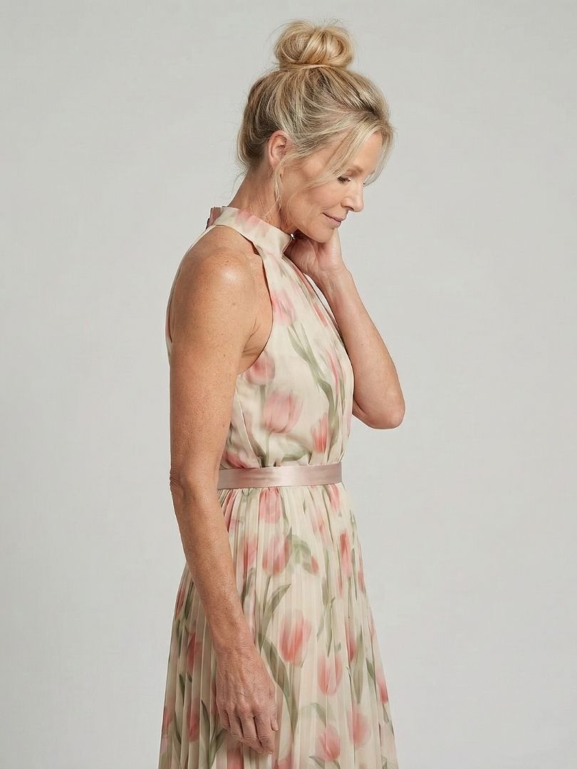 Amber | Halter Neck Floral Midi Dress