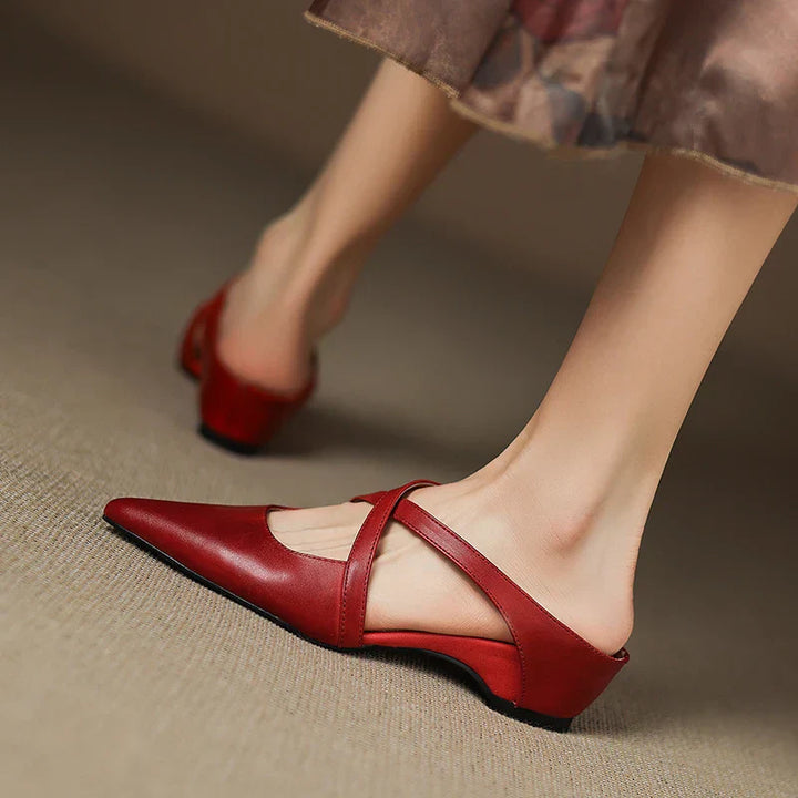 Helene Genuine Leather Mules - Alurea & Co.