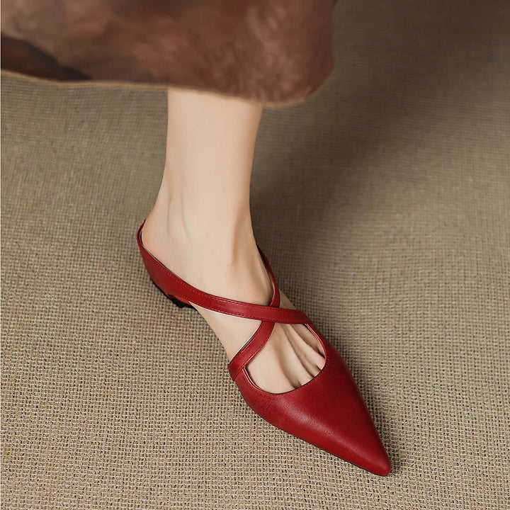 Helene Genuine Leather Mules - Alurea & Co.