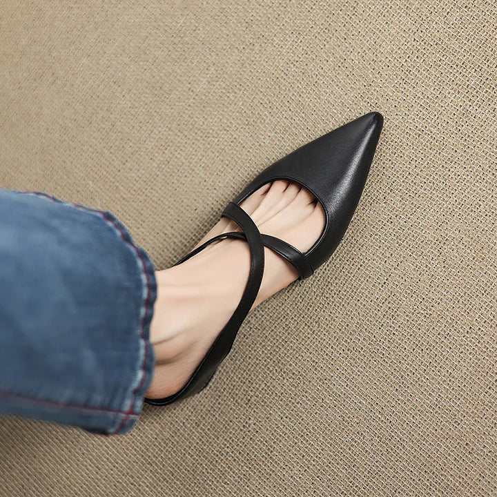 Helene Genuine Leather Mules - Alurea & Co.