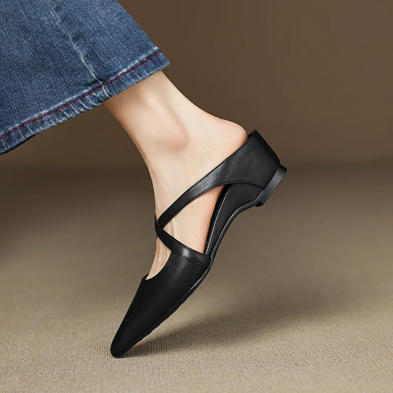 Helene Genuine Leather Mules - Alurea & Co.
