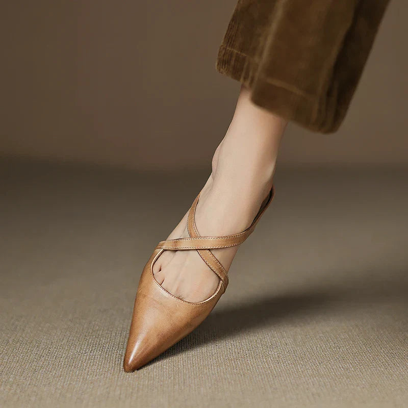 Helene Genuine Leather Mules - Alurea & Co.