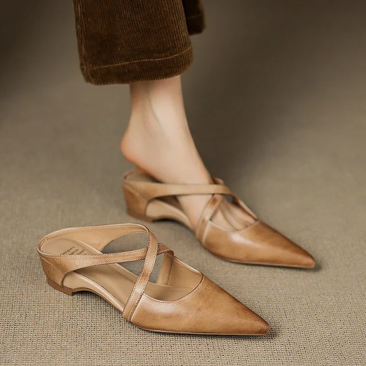 Helene Genuine Leather Mules - Alurea & Co.
