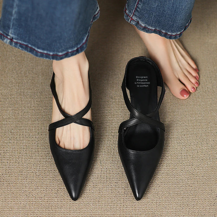 Helene Genuine Leather Mules - Alurea & Co.