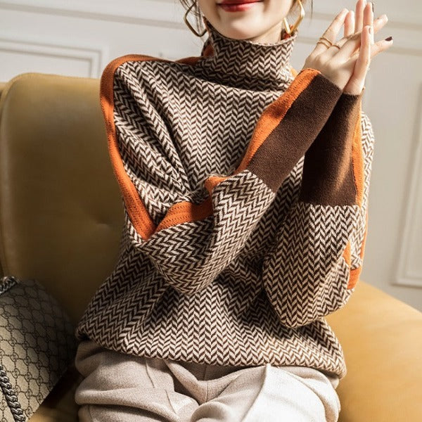 Eleanor | Herringbone Luxe Turtleneck - Alurea & Co.