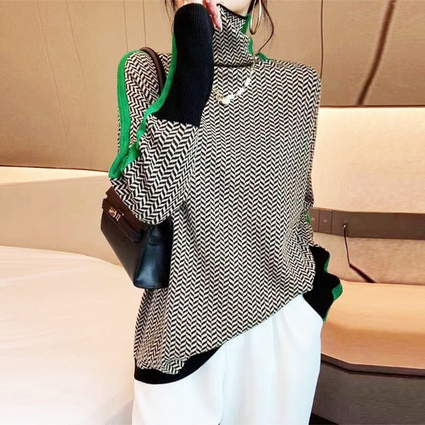 Eleanor | Herringbone Luxe Turtleneck - Alurea & Co.