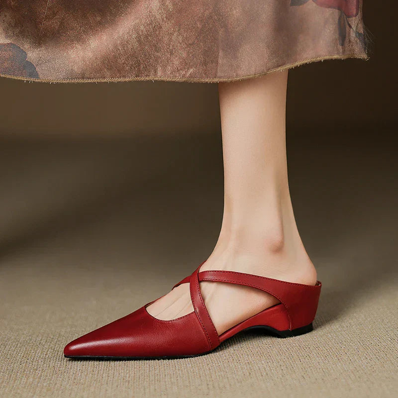 Helene Genuine Leather Mules - Alurea & Co.