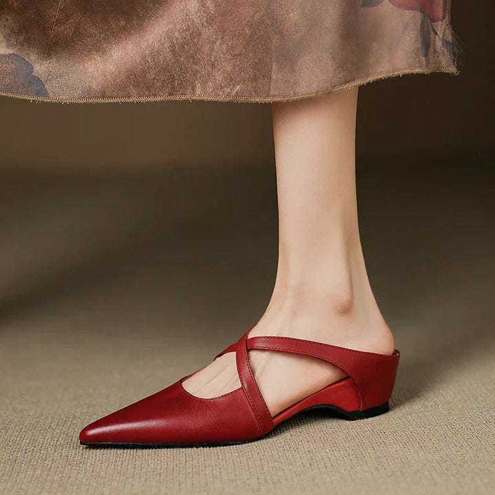 Helene Genuine Leather Mules - Alurea & Co.