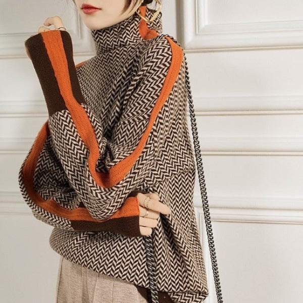 Eleanor | Herringbone Luxe Turtleneck - Alurea & Co.