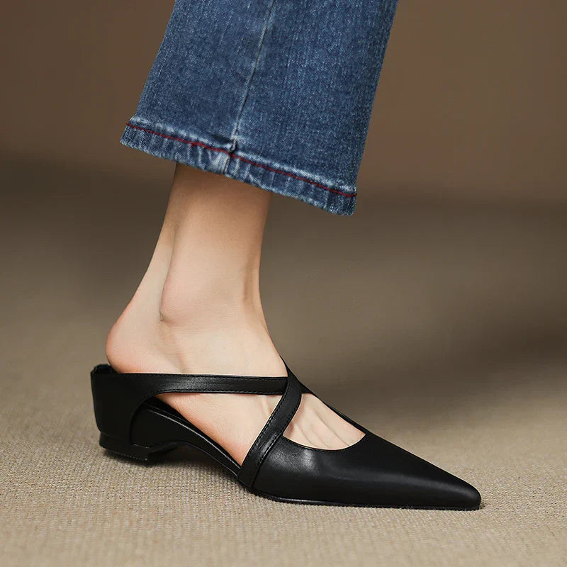 Helene Genuine Leather Mules - Alurea & Co.