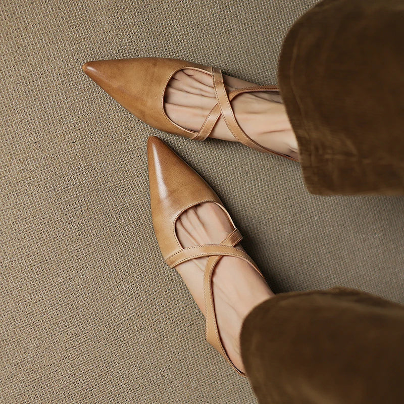 Helene Genuine Leather Mules - Alurea & Co.