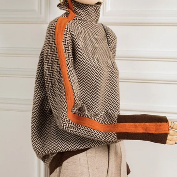 Eleanor | Herringbone Luxe Turtleneck - Alurea & Co.