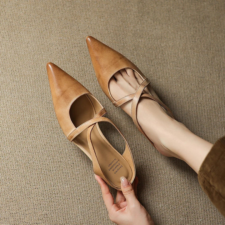 Helene Genuine Leather Mules - Alurea & Co.