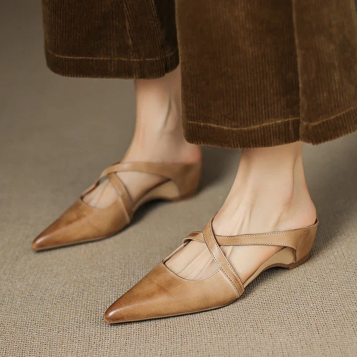 Helene Genuine Leather Mules - Alurea & Co.