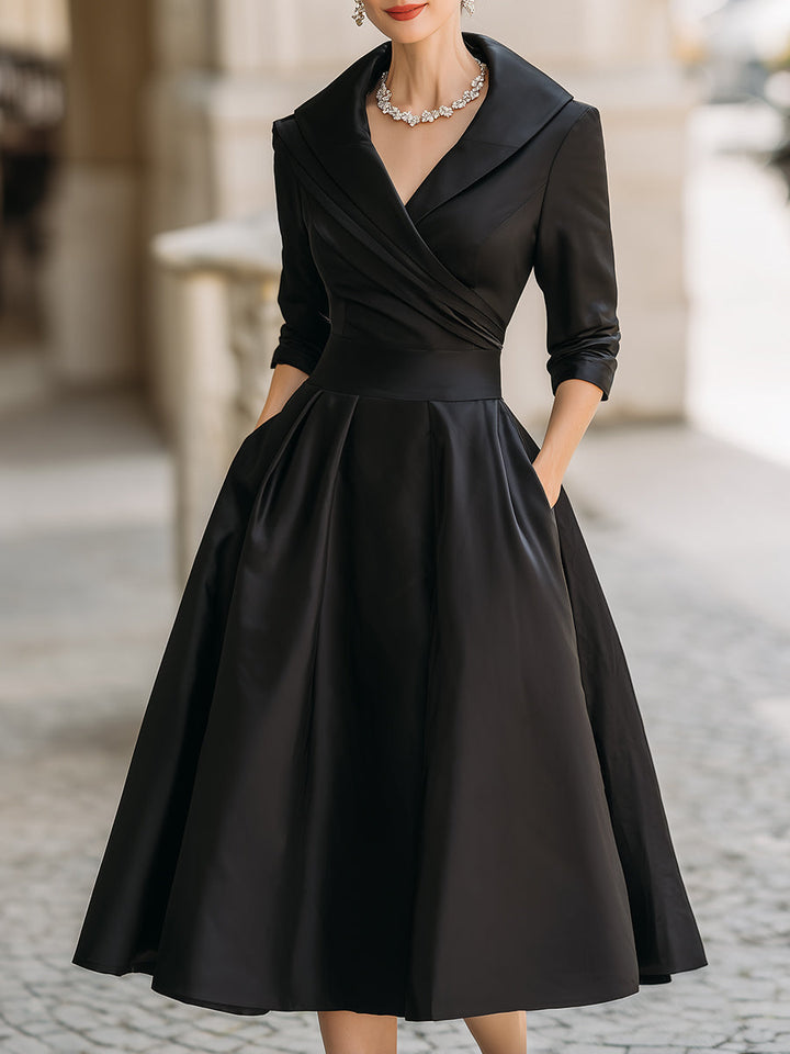 Lina - Midi Dress in Satin - Alurea & Co.