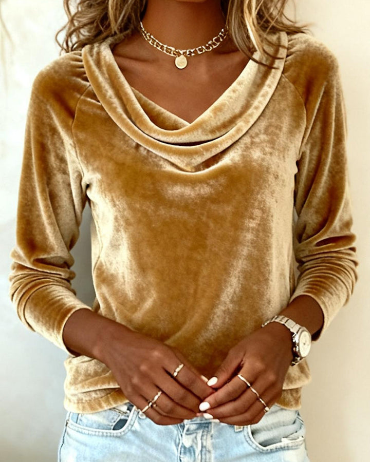Amelia - Luxurious Velvet Drape-Neck Top