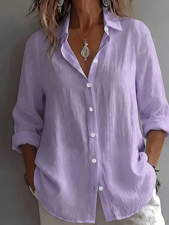 Aurelia – Effortless Linen Luxe Button-Down Blouse