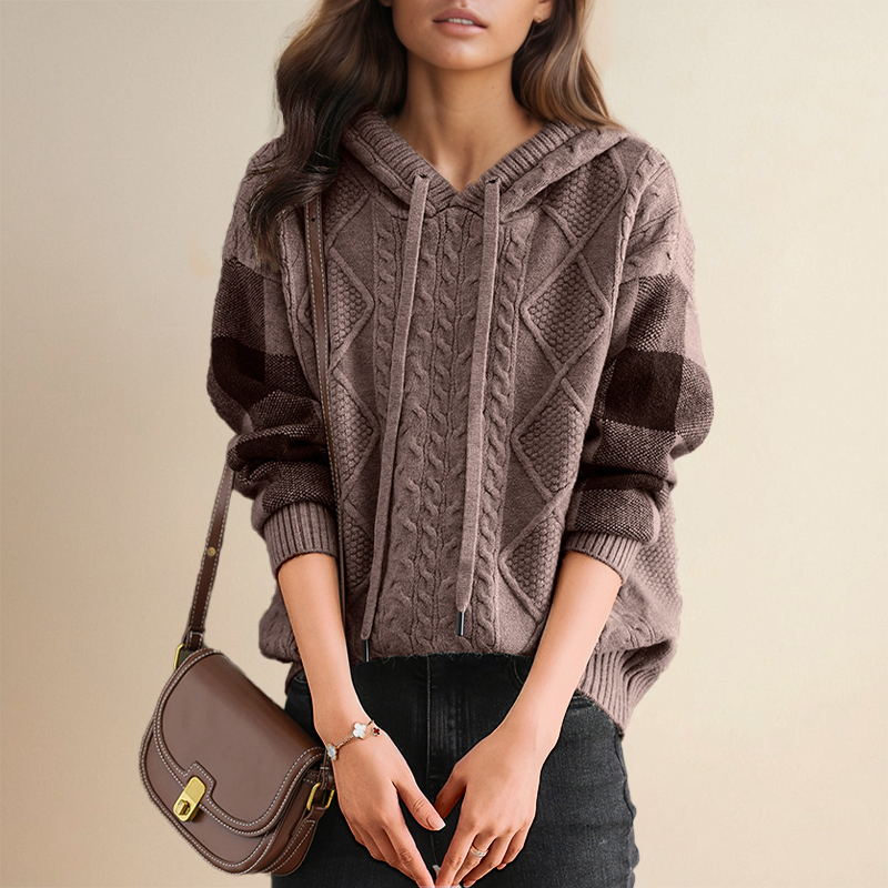 Emily | Cable Knit Hoodie Sweater - Alurea & Co.