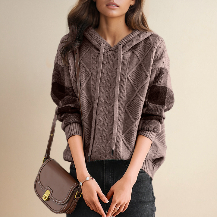 Emily | Cable Knit Hoodie Sweater - Alurea & Co.