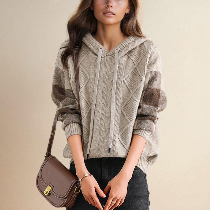 Emily | Cable Knit Hoodie Sweater - Alurea & Co.