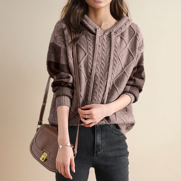 Emily | Cable Knit Hoodie Sweater - Alurea & Co.