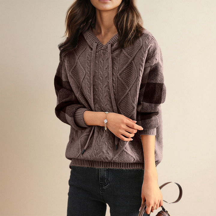 Emily | Cable Knit Hoodie Sweater - Alurea & Co.