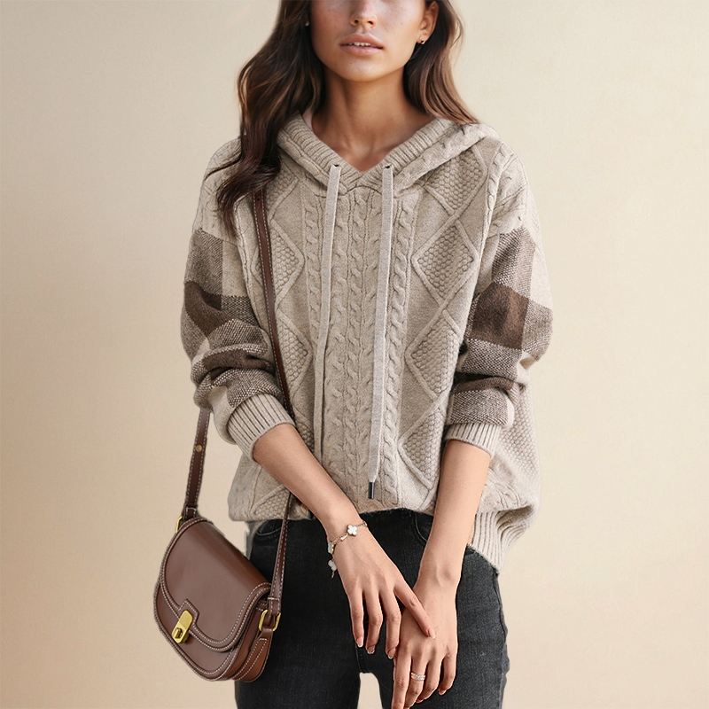 Emily | Cable Knit Hoodie Sweater - Alurea & Co.