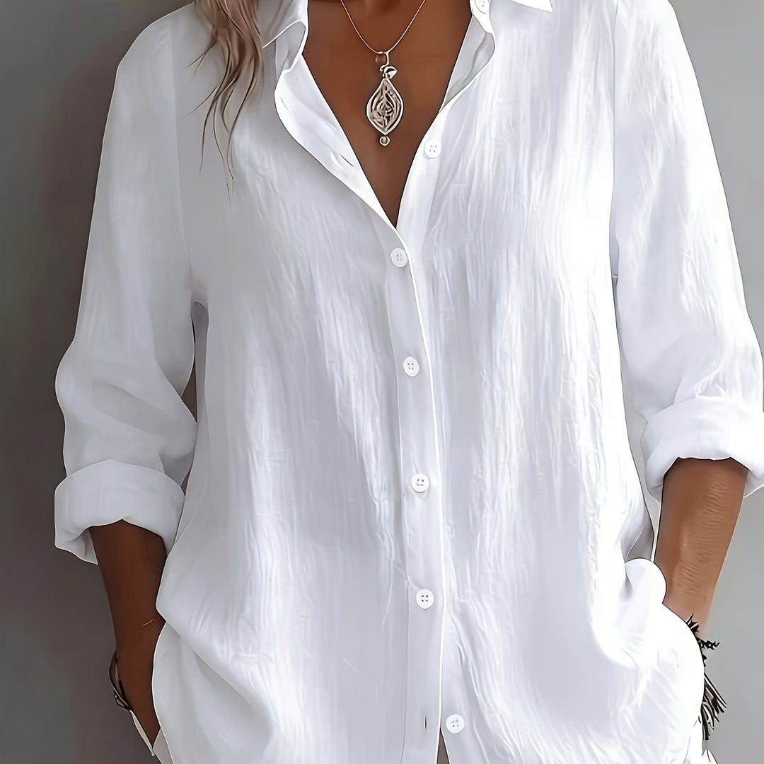 Aurelia – Effortless Linen Luxe Button-Down Blouse