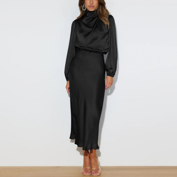 Evelyn | Elegant Long-Sleeve Silk Dress