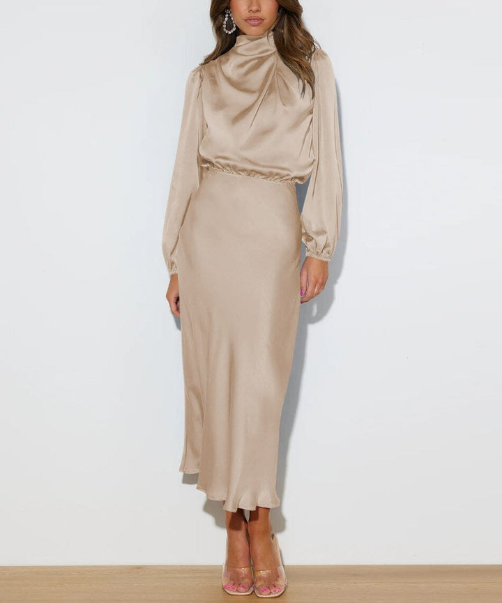 Evelyn | Elegant Long-Sleeve Silk Dress