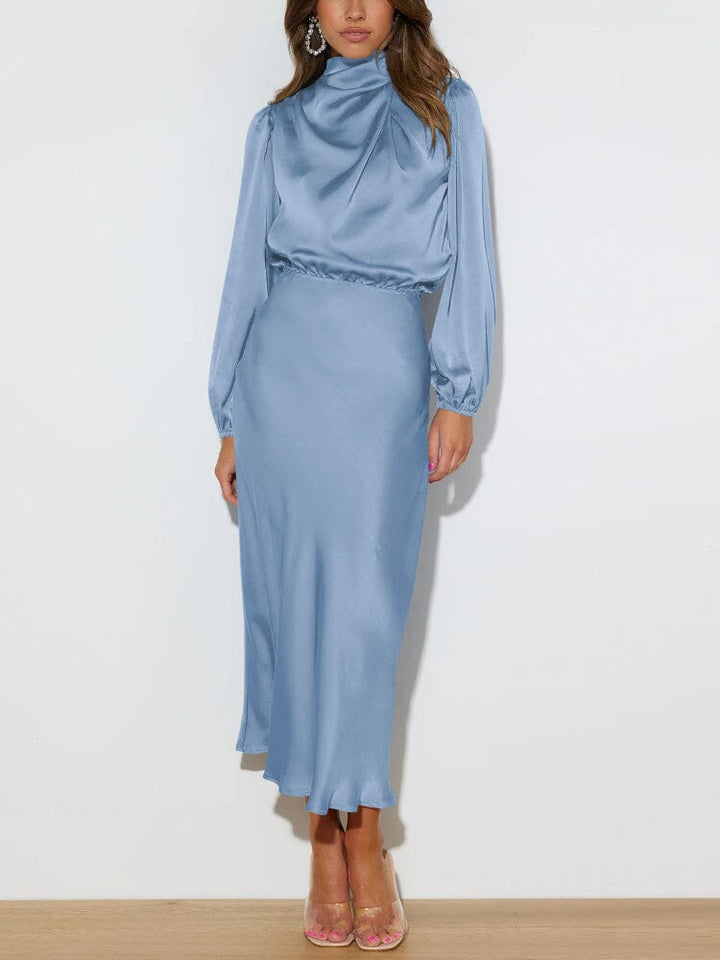 Evelyn | Elegant Long-Sleeve Silk Dress