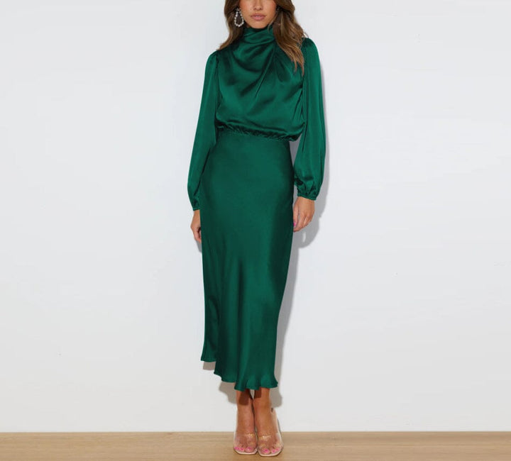 Evelyn | Elegant Long-Sleeve Silk Dress