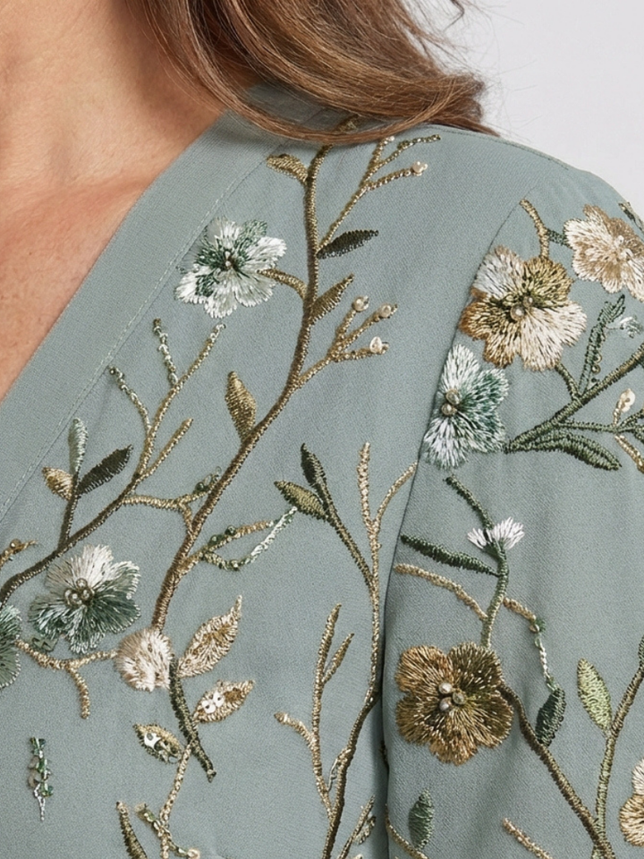 Riley | Floral V Neck Short Sleeve Maxi Dress