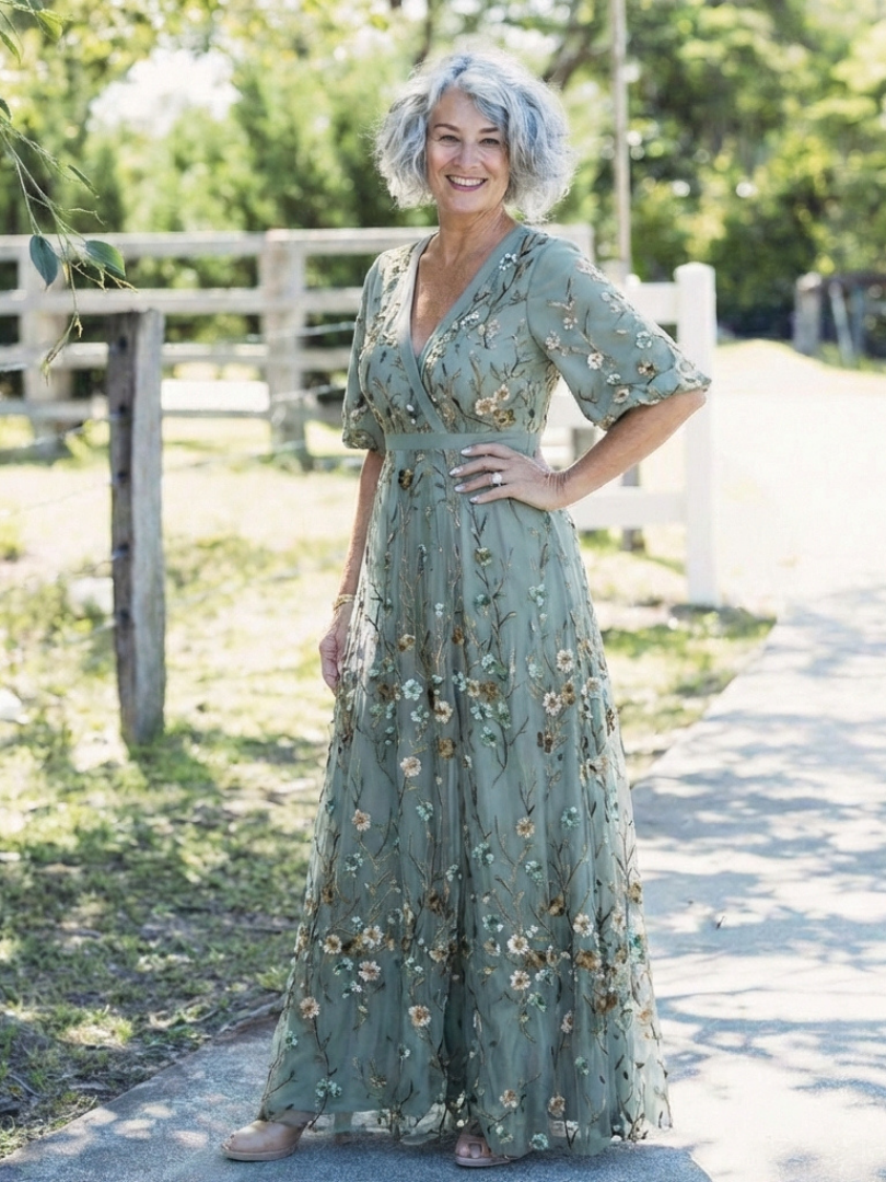 Riley | Floral V Neck Short Sleeve Maxi Dress