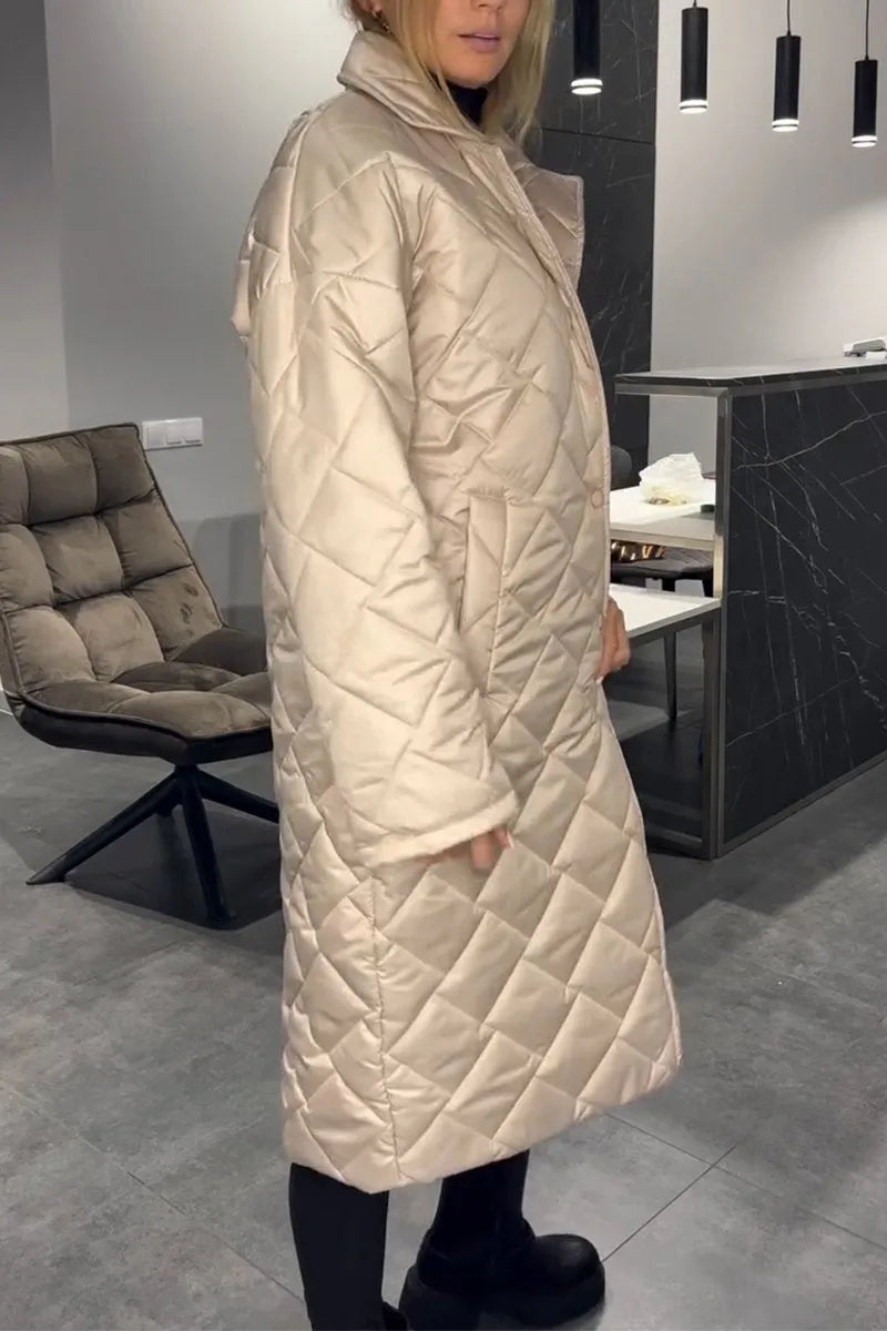 Kendall – Quilted Mid-Length Coat with Leopard Lining - Alurea & Co.