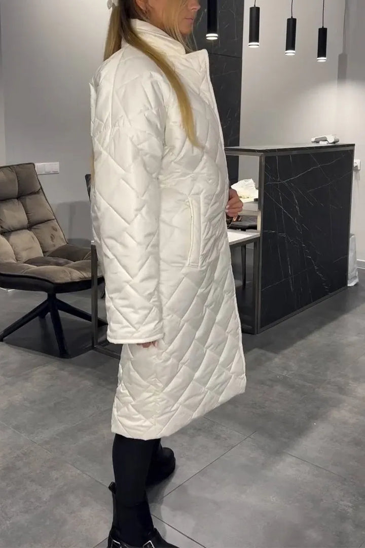 Kendall – Quilted Mid-Length Coat with Leopard Lining - Alurea & Co.