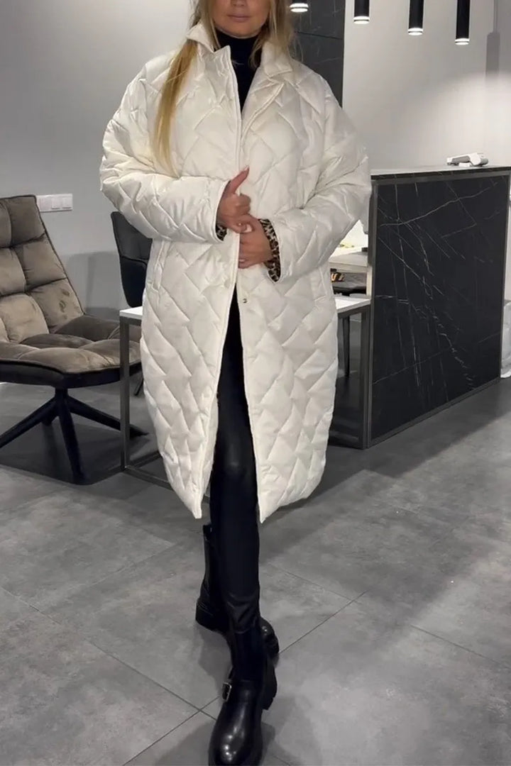 Kendall – Quilted Mid-Length Coat with Leopard Lining - Alurea & Co.