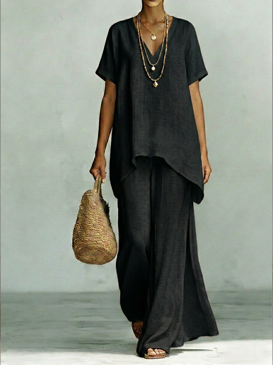 Elenia | Elegant Linen-Cotton Two-Piece Set