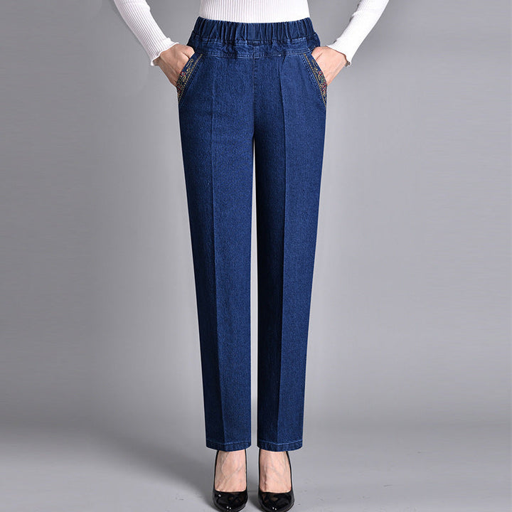 Laluna® | Women's jeans with side pockets and elastic waist - Alurea & Co.