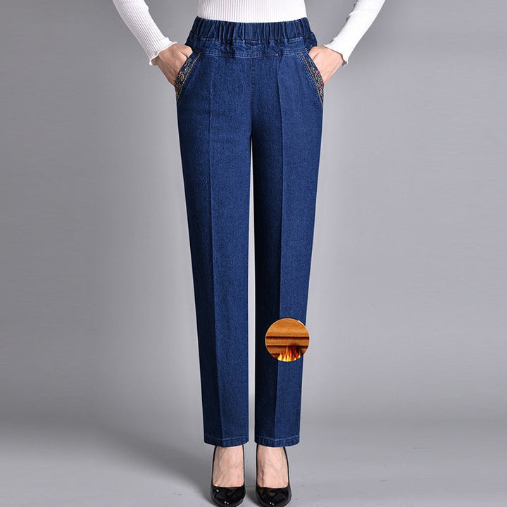 Laluna® | Women's jeans with side pockets and elastic waist - Alurea & Co.