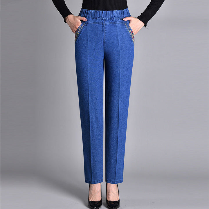 Laluna® | Women's jeans with side pockets and elastic waist - Alurea & Co.