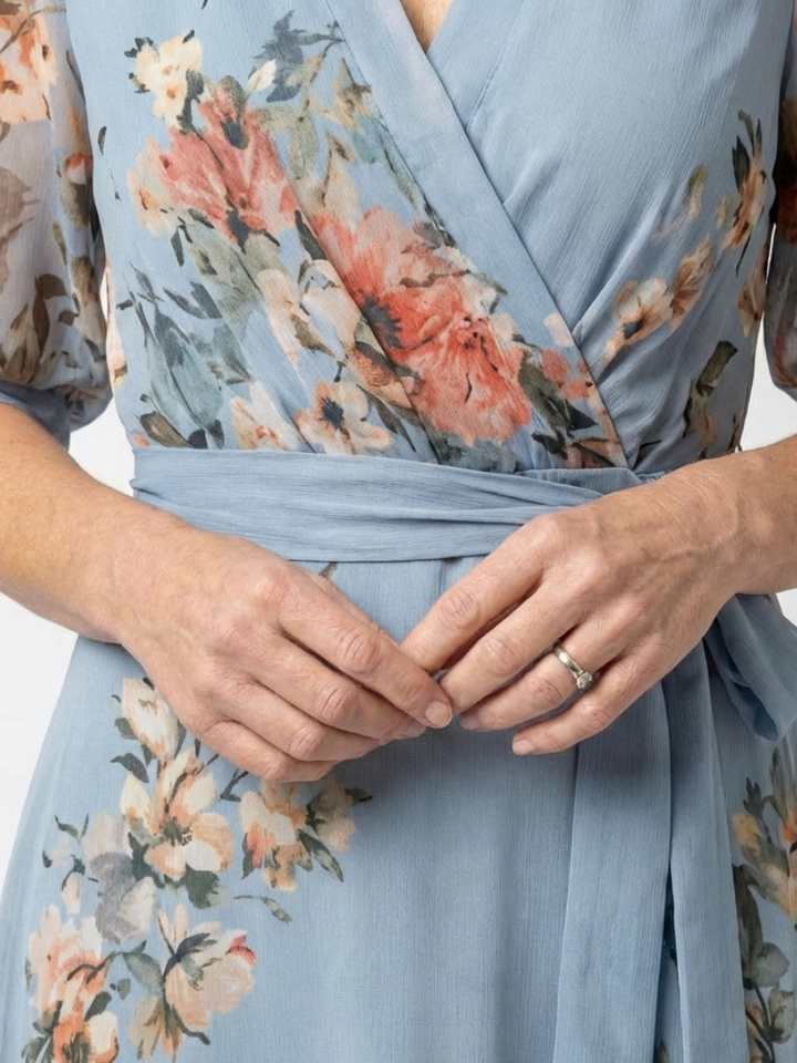 Courtney | Floral Wrap V Neck Maxi Dress